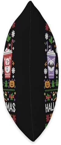 Happy Hallothanksmas Halloween Thanksgiving Christmas Mashup Throw Pillow - Image 2