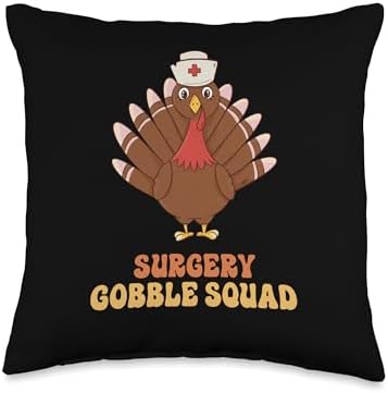 Thanksgiving Holiday Gifts and Designs Surgery Gobble Squad Turkey Nurse Thanksgiving Throw Pillow, 16x16, Multicolor by Unknown