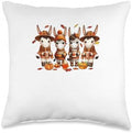 Group Cute Mules Thanksgiving Flowers Fall Pumpkins Farmer Throw Pillow by Unknown
