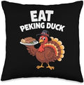 Thanksgiving Turkey Eat Peking Duck Throw Pillow by Unknown