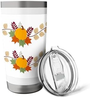 Fall Pumpkin Leaves Autumn Thanksgiving Home Office Travel Stainless Steel Insulated Tumbler - Image 5