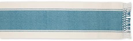 DII Dobby Stripe Table Runner, 13x72 Storm Blue & Cream Background - Image 2