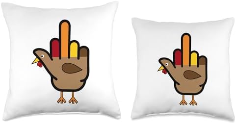 Hand Turkey Middle Finger Funny Adult Thanksgiving Holiday Throw Pillow - Image 3