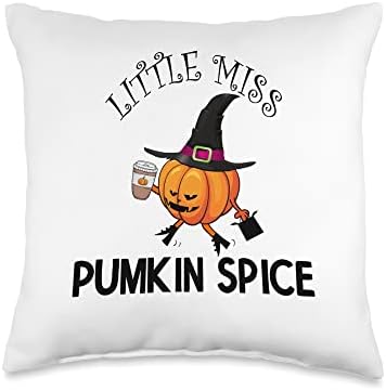 Funny Halloween Little Miss Pumpkin Spice Thanksgiving Throw Pillow by Unknown