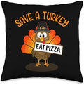 Vegan vegetarian thanksgiving store Vegan or Vegetarian Thanksgiving Save a Turkey eat Pizza Throw Pillow, 16x16, Multicolor by Unknown