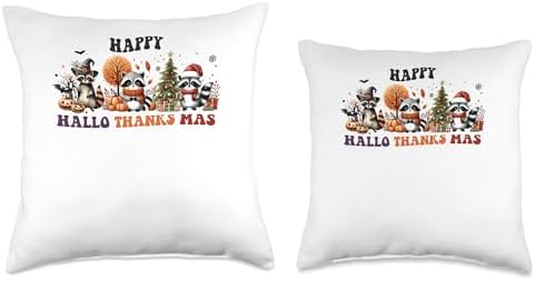 halloween thanksgiving christmas happy hallothanksmas Throw Pillow - Image 3