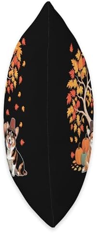 Three Cute Corgis Pumpkins Under Fall Tree Thanksgiving Throw Pillow - Image 2