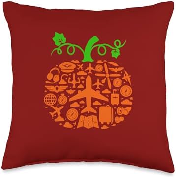 Pilot Tools Pumpkin Shape Thanksgiving Autumn Job Team Throw Pillow by Unknown