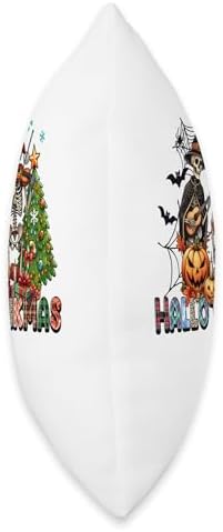 halloween thanksgiving christmas hallothanksmas Skeletons Throw Pillow - Image 2