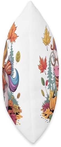 Cute Autumn Unicorn Pumpkin Fall Leaves Thanksgiving Throw Pillow - Image 2