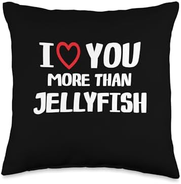 I heart You More than Jellyfish Thanksgiving I Love You More Than Jellyfish Shirt Funny Women Christmas Throw Pillow, 16x16, Multicolor by Unknown