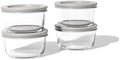 8-Piece Glass Food Storage Containers Set (4 Containers + 4 BPA-Free Lids) | 1-Cup, Leakproof | Microwave, Freezer, Oven & Dishwasher Safe | Ideal for Meal Prep & Pantry Organization, Grey