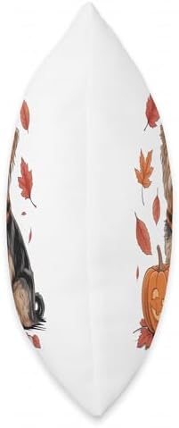 Yorkshire Terrier Dog Lover Pumpkin Fall Autumn Thanksgiving Throw Pillow - Image 2