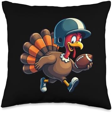 Thanksgiving Football Player Thanksgiving Football Turkey Throw Pillow by Unknown