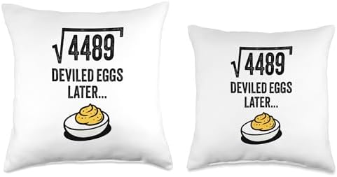 Square Root of 4489 Deviled Eggs Later Thanksgiving 67 Funny Throw Pillow - Image 3