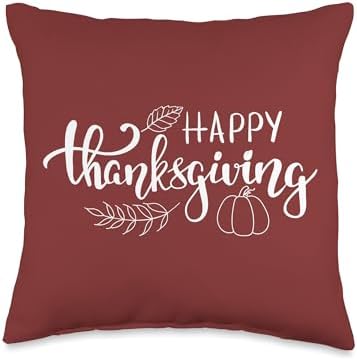 Happy Thanksgiving Fall Autumn Leaf Pumpkin Throw Pillow by Unknown