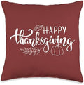 Happy Thanksgiving Fall Autumn Leaf Pumpkin Throw Pillow by Unknown