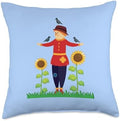 Spot & Tiger Thanksgiving Fall Scarecrow Sunflowers Crows Autumn Thanksgiving Cute Throw Pillow, 18x18, Multicolor by Unknown