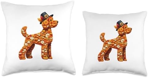 Fall Leaves Pumpkins Sproodle Cute Shape Thanksgiving Owner Throw Pillow - Image 3