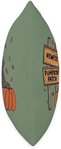 Black Newfie Pumpkin Patch Dog Lovers Thanksgiving Halloween Throw Pillow - Image 2