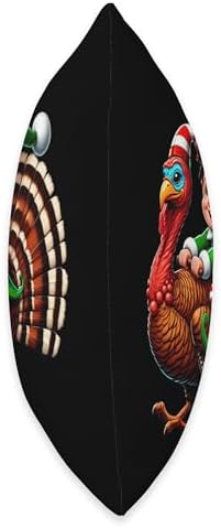 Funny Christmas Elf Riding Thanksgiving Turkey Xmas Party Throw Pillow - Image 2