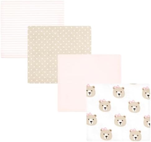 Hudson Baby Unisex Baby Cotton Flannel Receiving Blankets, Pink Taupe Bear, One Size by HudsonBaby