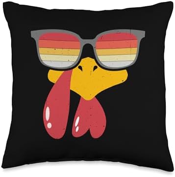 Thanksgiving Turkey Face Throw Pillow by Unknown