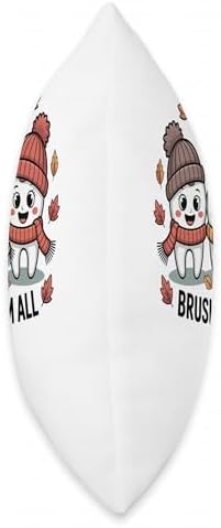 Happy Fall Brush Them All Dentist Teeth Thanksgiving Dental Throw Pillow - Image 2