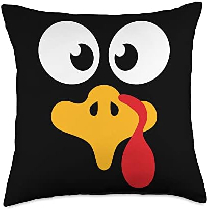 Crazy cute thanksgiving turkey face for dinner costume Throw Pillow by Unknown