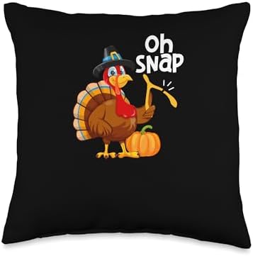 Pilgrim Costume Turkey Meat Thanksgiving Shirt Oh Snap Funny Thanksgiving Day Dinner Turkey Party Pilgrim Throw Pillow, 16x16, Multicolor by Unknown