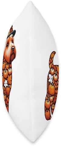Fall Leaves Pumpkins Norwich Terrier Cute Shape Thanksgiving Throw Pillow - Image 2