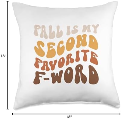 Halloween Spooky Season | Thanksgiving & Fall 2023 Fall is My Second Favorite F-Word | Groovy, Funny Design Throw Pillow, 18x18, Multicolor - Image 4