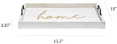 Elegant Designs HG2000-WHG Gold Coffee Table Decorative Wood Serving Tray w/Handles, 15.50" x 12", White Wash Home - Image 3