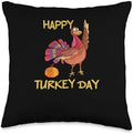 Pilgrim Costume Turkey Bacon Thanksgiving Decor Happy Turkey Day Thanksgiving Holiday Funny Men Women Kids Throw Pillow, 16x16, Multicolor by Unknown