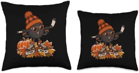 Fall Hockey Puck Thanksgiving Boys Kids Autumn Men Women Kid Throw Pillow - Image 3