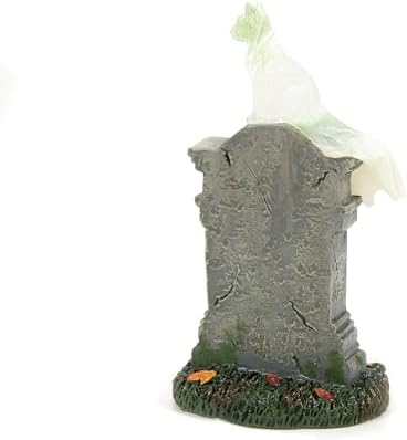 Department 56 Village Collection Accessories Halloween Kit E. Kat Cat Ghost on Tombstone Lit Figurine, 3.8 Inch, Multicolor