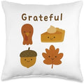 Grateful Thanksgiving Cute Fall Throw Pillow by Unknown