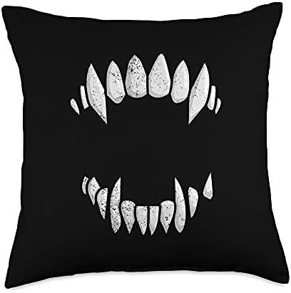 Vampire Fangs Teeth Halloween Monster Teeth Costume Throw Pillow