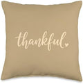 Thankful Script, Simple Thankful Vibes for Thanksgiving Throw Pillow by Unknown