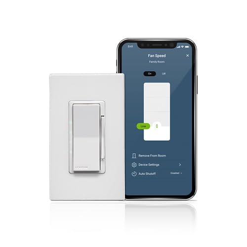 Leviton Decora Smart Fan Speed Controller,Wi-Fi 2nd Gen,Neutral Wire Required,Works with My Leviton,Alexa,Google Assistant,Apple Home/Siri&Wired or Wire-Free 3-Way,D24SF-1RW,White (Pack of 2)