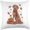 Vizsla Dog Lover Pumpkin Fall Autumn Thanksgiving Throw Pillow by Unknown