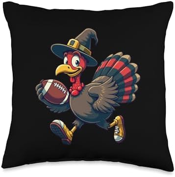 Thanksgiving Football Player Thanksgiving Football Turkey Throw Pillow by Unknown