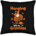 Hanging with My Gnomies Gnomes Riding Turkey Thanksgiving Throw Pillow by Unknown