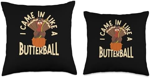 Thanksgiving Shirt Turkey Meat Pilgrim Costume I Came in Like A Butterball Thanksgiving Pumpkin Turkey Day Throw Pillow, 18x18, Multicolor - Image 3
