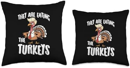 Thanksgiving They are Eating The Turkeys Funny Men Women Throw Pillow - Image 3