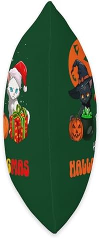 Three Holidays HalloGivingMas Men, Women, Kids HalloGivingMas Halloween, Thanksgiving, Christmas Cat Throw Pillow, 18x18, Multicolor - Image 2