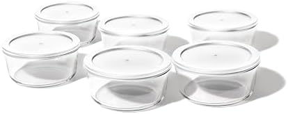 12-Piece Glass Food Storage Containers Set (6 Containers + 6 BPA-Free Lids) | 4-Cup, Leakproof | Microwave, Freezer, Oven & Dishwasher Safe | Ideal for Meal Prep & Pantry Organization, White