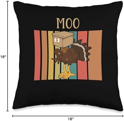 Funny Thanksgiving Turkey Cow Turkey Moo Fake Cow Moo Thanksgiving Turkey Funny Fake Cow Throw Pillow, 16x16, Multicolor - Image 4