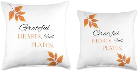 Grateful Hearts Full Plates Thanksgiving Autumn Season Throw Pillow - Image 3
