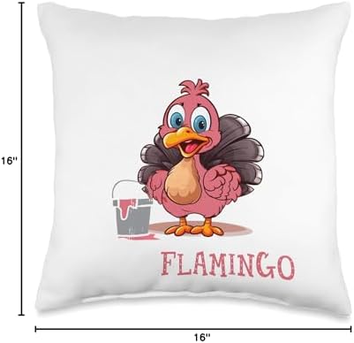 Funny Thanksgiving Turkey Pink Flamingo I Don't See Any Turkey I'm A Flamingo Funny Thanksgiving Throw Pillow, 16x16, Multicolor - Image 4